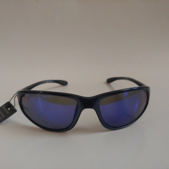 (NWT) Vintge 90's PC Wrap Around Sporty Sunglasses (Black/Bllue M) - Picture 1 of 4